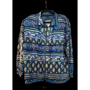 Vintage East West Silk Around the World Voyage Cruise Bomber Jacket. Size L